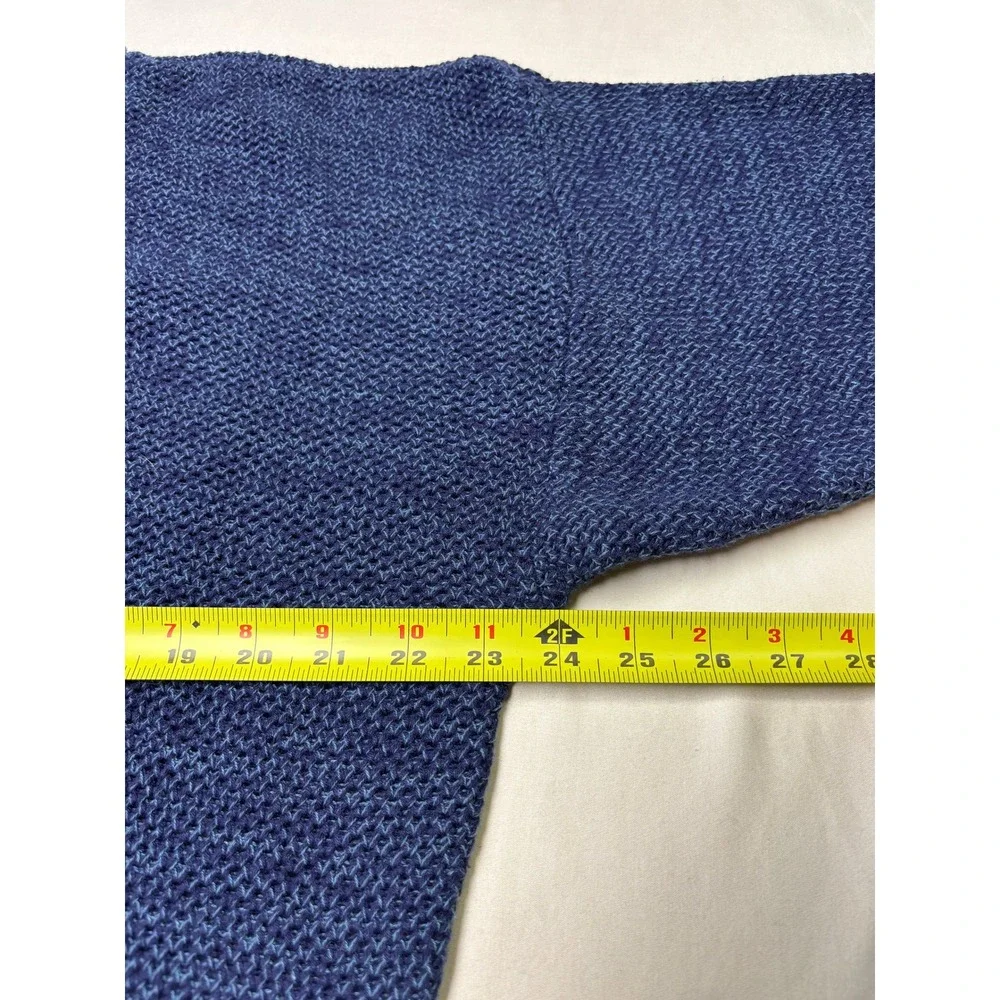Vintage Eddie Bauer Mens Blue Cotton Heavy Knit Crewneck Sweater‎ Large Indigo